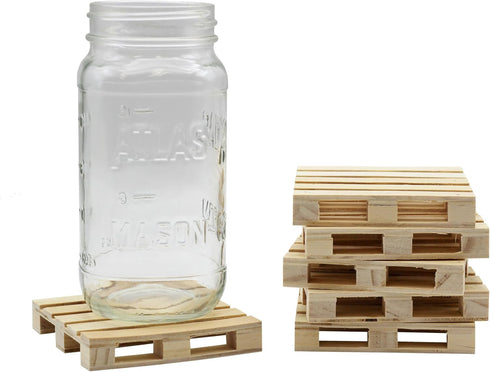 Creative Hobbies 6-Pack Mini Wood Pallet Coasters for Beverages, Hot and Cold Drinks, Mini Building Blocks Stacking, DIY Crafts, 4" x 4" x 11/16"...