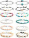 Honsny 12 PCS Beaded Anklet Bracelets for Women Adjustable Colorful Gold Anklet Bracelets Handmade Shell Ankle Bracelet Boho Summer Foot Jewelry f...