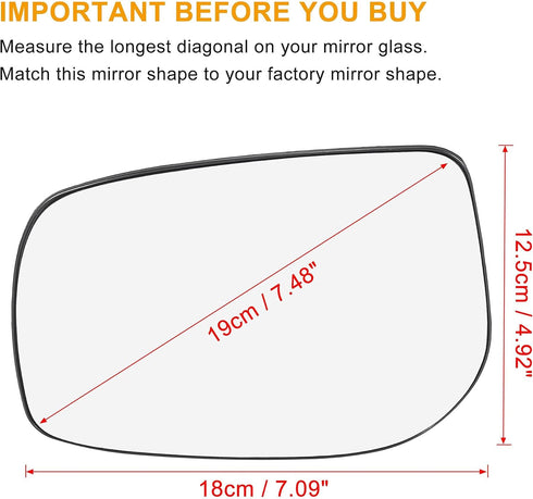 X AUTOHAUX Car Rearview Left Side Non-Heated Mirror Glass with Backing Plate 879090D210 for Toyota Yaris 2006-2012...