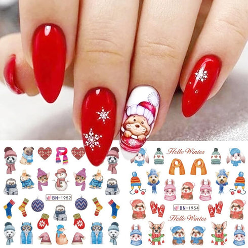 Christmas Nail Stickers for Nail Art Winter Penguin Water Transfer Nail Decals Bear Snowflake Animal Christmas Nail Art Decoration Supplies Manicu...