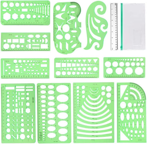 12Pcs Geometric Stencils,Drawing Tools Drafting Templates,Circle Shape Stencils Drawing Stencils Drafting Tools for Art,Design...