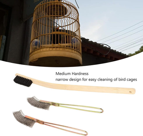 Pssopp 3Pcs Bird Cage Brush, Handle Long Brush Pet Cage Brush Accessories for Pet Bird Small Animal...