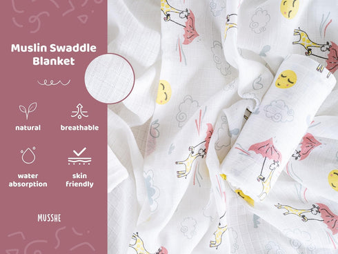 6 Pack Muslin Squares, Muslin Swaddle Blankets- Burb Cloths for Newborn - Baby Blanket, Baby Wrap for Boys & Girls -Absorbent & Breathable and Ide...