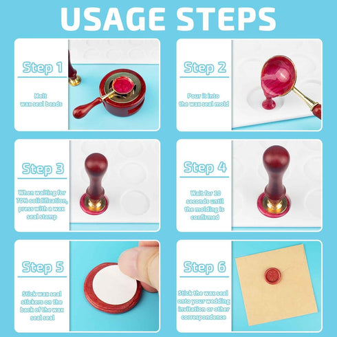 Yelsky Wax Seal Kit of 24-Cavity Wax Sealing Mat and 5 pcs(4 * 12 Stickers Dots per piece) Adhensive Wax Seal Stickers Dots for Craft Adhesive Wax...
