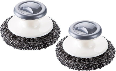 Stainless Steel Wool Scrubber with Handle,Heavy Duty Dish Scrubber Cleaning Cleaning Brush for Pots, Pans, Grills, Sink(2P)...