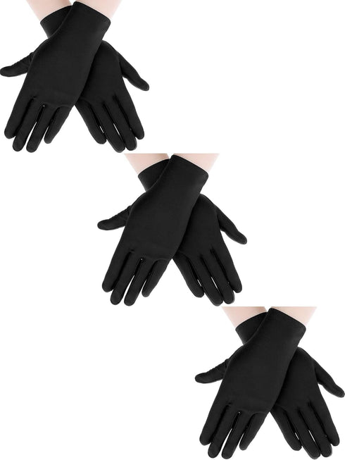 Sumind 3 Pairs Wrist Length Gloves Women Short Satin Gloves Opera Short Gloves for 1920s Wedding Party...