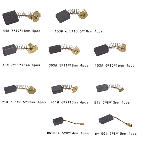 RICHERI 60 Pcs Electric Motor Carbon Brushes 10 Different Sizes for Replacement Repair Power Tool Part...
