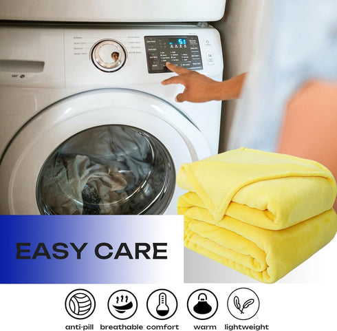 JIAHANNHA Yellow Fleece Throw Blanket 50"x60" for Adults, Super Soft Cozy Plush Velvet Throw Blanket for Couch Sofa Bed,Warm and Lightweight...