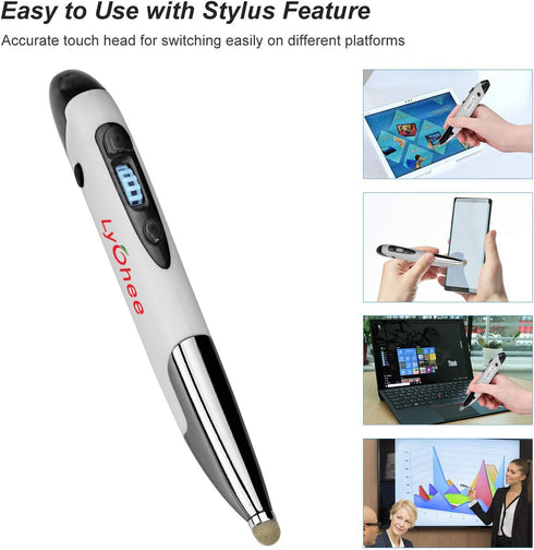 lychee Pocket Pen Mouse Rechargeable, Left/Right-Handed Optical Ergonomic Mouse with Bluetooth and Stylus Function (Grey)......