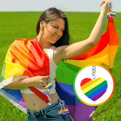 36 Pack Rainbow Pride Keychians Gay Rainbow Flag Lapel Keychains Lgbt Lgbtq Flag Love Is Love Keychains Pride Accessories for Pride Shirt Gay Lesb...
