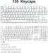 135 Keys White Japanese Keycaps, Minimalist Style Cherry Profile Key Caps, PBT Dye Sublimation Customized Keycaps Set Compatible with Cherry MX Sw...