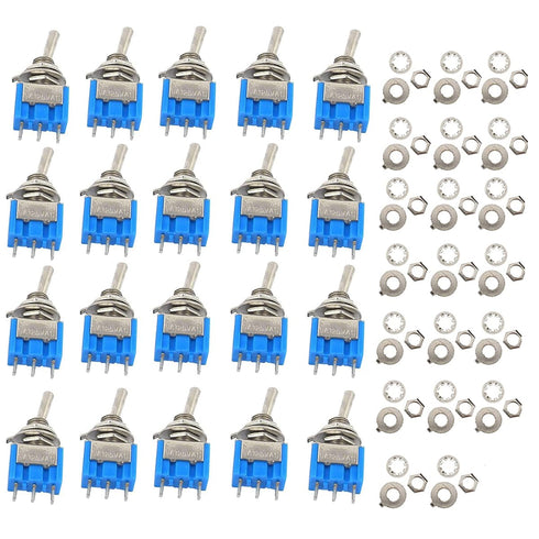 20PCS Mini Single Toggle Switch MTS-102 SPDT AC 125V 6A / 250V 3A ON-ON 3 Pins 2 Position MTS102 for Electronic Products...
