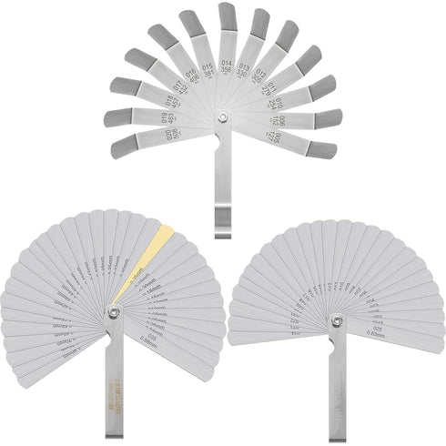 Weewooday 3 Pieces Stainless Steel Feeler Gauge Dual Marked Metric Offset Valve Thickness Gauge 32-Pieces/ 26-Pieces/ 16-Pieces Feeler Gauge for M...