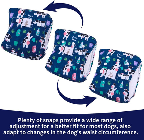 CuteBone Washable Dog Diapers Male with Snaps Reusable Doggie Belly Band for Male Dogs Wraps 3pcs a Pack KDM06M...
