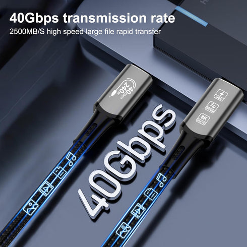 USB4 Cable, with Thunderbolt 4 Cable, 240 W Charging Cable, 40 Gbps Data Cable, 8K @ 60Hz 4K120Hz HDR, PD3.1, USB C to USB C Cable, for Hub, Dock ...
