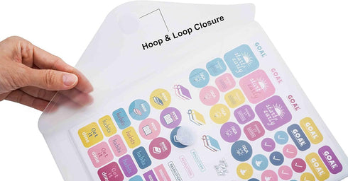 9x7 Clear Plastic Envelopes Hook Loop Closure Receipt Stickers Storage Holder 20 Pack...