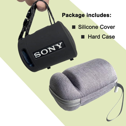 Silicone Cover and Hard Case for Sony SRS-XB13/XB100 Extra BASS Wireless Portable Compact Speaker, Carrying Cover Case for Sony SRS XB13 Speaker A...