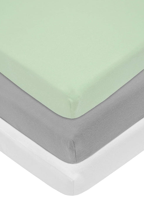 American Baby Company 15" x 33" Fitted Bassinet Sheet, 100% Natural Cotton Jersey Knit, Celery/Gray/White, Soft Breathable, for Boys and Girls, Pa...