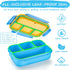 Bento Lunch Boxes with 4 Compartments, Sauce Container, Utensils, Food Picks and Muffin Cups for School or Adults, Blue...