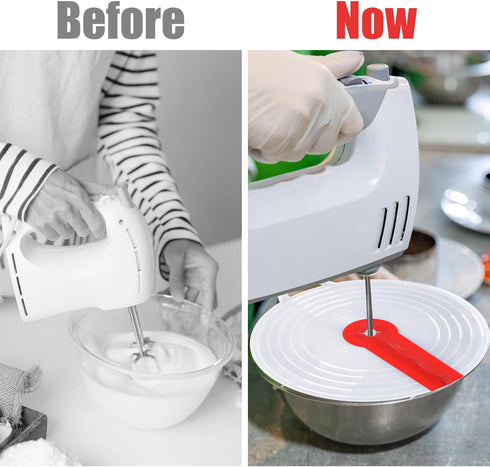 2pcs Mixing Bowl Splatter Guard, 12.2 Inch Mixer Splash Guard Silicone Mixer Splatter Screen Clear Splatter Cover Lid Cooking Tools for Egg Bowl W...