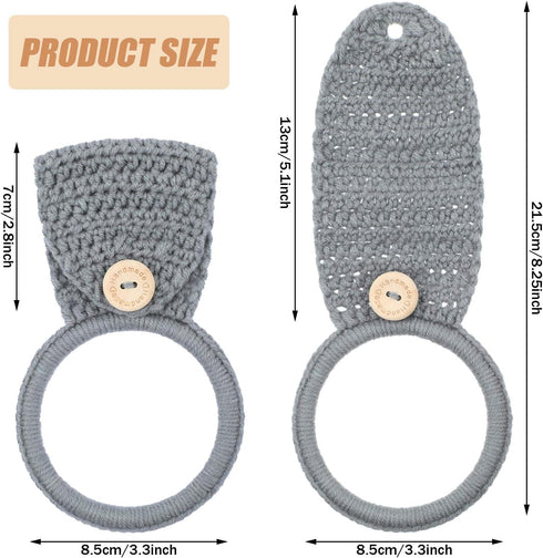 Tatuo 3 Pieces Crochet Towel Holder Hanging Kitchen Dish Towel Holder Ring Oven Handle Kitchen Bathroom Hanger for Stove(Gray)...