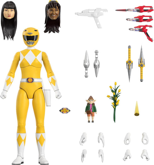 Super7 ULTIMATES! Mighty Morphin Power Rangers Yellow Ranger - 7" Power Rangers Action Figure with Accessories Classic TV Show Collectibles and Re...