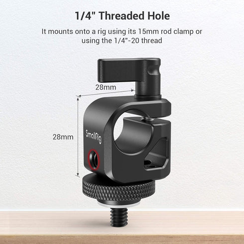 SMALLRIG 15mm Rod Clamp Rail Connector with 1/4" Thread Hole to Attach Camera Microphones/Sound Recorders/Lighting Equipment - 860...