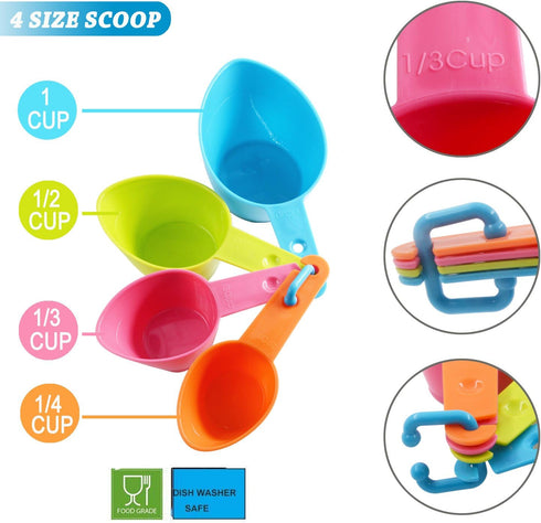 Pet Food Scoops Plastic Measuring Cups Set for Dog Cat and Bird Food (Random Color)...