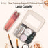 Clear Makeup Bag with Makeup Brush Bag,Double Sided Clear Toiletry Bag for Women,Portable Travel Cosmetic Bag,Makeup Case with Zipper,Leather Make...