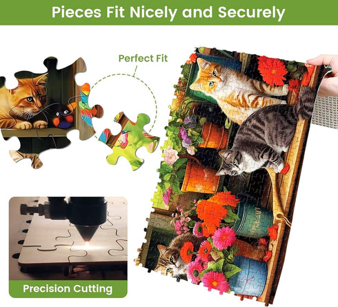 500 Piece Puzzle for Adults-Cats and Flowers | Recycled Cardboar Jigsaw Puzzles 500 Pieces | Challenging Family Activity Great Gift Idea for Famil...