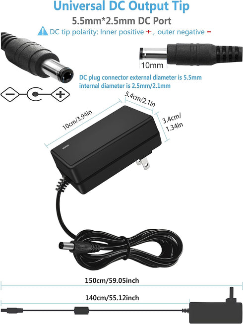 15V 2A DC Power Supply AC 100V-240V Input to DC 15 Volt 2 Amp 1.6A 1A Switching Power Supply Converter 5.5mm x 2.5mm/ 2.1mm DC Plug and 10 More Si...