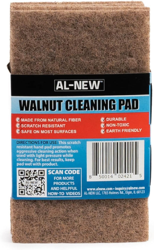 AL-NEW WALNUT CLEANING PADS | Versatile, Scratch Resistant Household Cleaning & Scouring Pads for Kitchen Cleaning, Dishes, Pots, Pans & More (6 P...