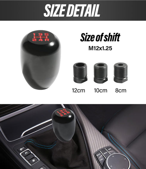 Gear Shift Knob,5 Speed Manual Gearbox Shift Knob,Car Modification Manual Knob Gear Shift Head Shifter,M12x1.25 Screw On Aluminum,Manual Gear Shif...