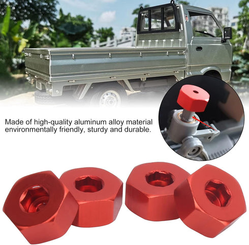 VGEBY 4pcs Wheel Hub Hex Adapter, 5mm to 12mm Hex Combiner RC Model Car Parts Fit for D12 1/10 RC Trucks(Red) Car Model Accessory 1/16 Rc Wheels a...