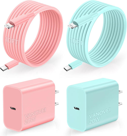 Phone Charger Fast Charging?2Pack USB Wall Charger with 10ft Liightning Cable, for Phone Cable Fast Charging Compatible with Phone 14/13/12/11 Pro...