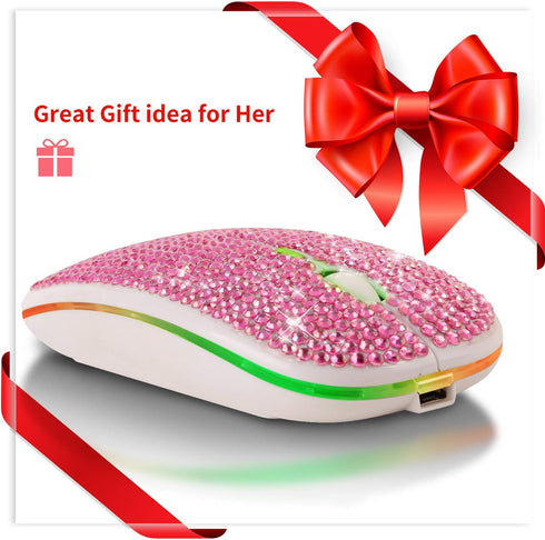Bluetooth Mouse,Bling Dazzling 2.4GHz Rechargeable Wireless Mouse Slim Mouse with USB Receiver, Compatible with Notebook, PC, Laptop, Computer, Ma...