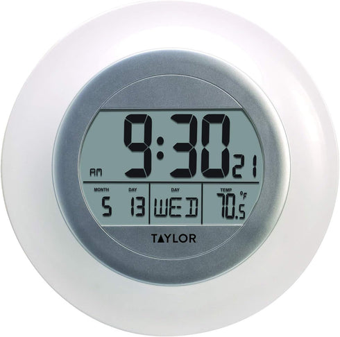 Taylor RA36213 Taylor Atomic Wall Clock with Thermometer, White...