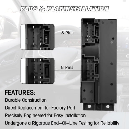 Master Power Window Switch for 1999 2000 2001 2002 Chevy Silverado GMC Sierra 1500, 2500, 2500 HD, 3500 2-Doors Pickup Truck Replace # 15047637#Gr...