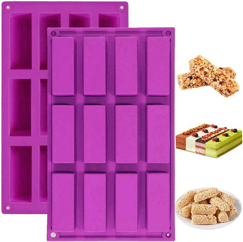 Palksky (2 Pack 12 Cavity Medium Narrow Silicone Rectangle Molds/Molds/Protein Bars mold/Energy Bars Maker for Caramel Bread Loaf Muffin Brownie C...