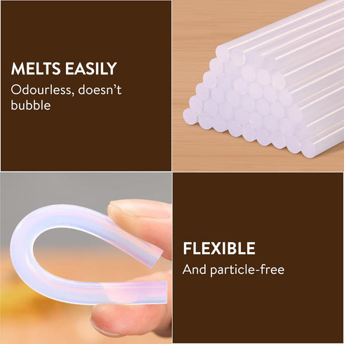 H&S Hot Glue Sticks for Glue Gun - 50 pcs - 7mm x 100mm Resin EVA Hot Melt Stick - Clear Adhesive for Arts & Crafts...