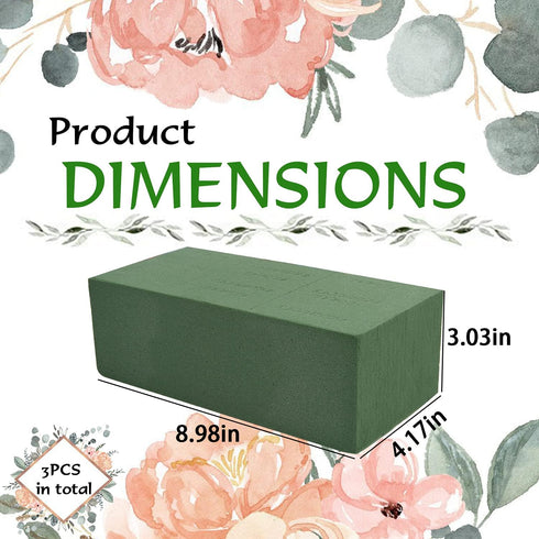 KIMOBER Wet Floral Foam Bricks,Green Foam Blocks for Flower Arrangement, Wedding,Party Decoration, Pack of 3...