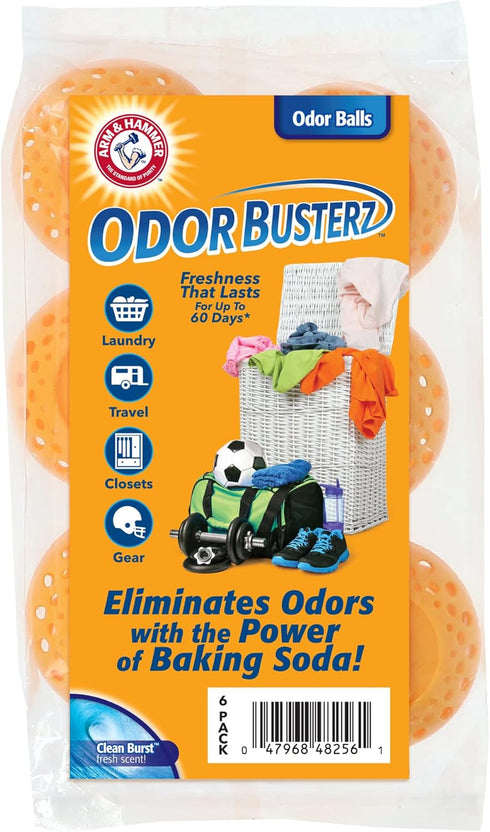 Arm & Hammer Odor Busterz Balls for Long Lasting Freshness - Deodorizer, Carpet Fresh, Odor Remover, Pet Fresh - 6 Count (Pack of 1), Orange...