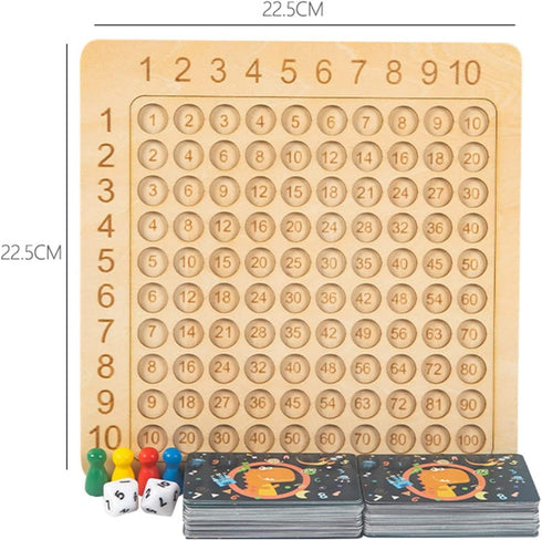 Wooden 9X9 Math Games for Kids 8-12, Kingmall Montessori Multiplication Board Game Wooden Multiplication Board, Educational Preschool Counting Too...