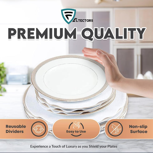 Felt Plate China Storage Dividers Dish Protectors (WHITE, 48 (LARGE))...