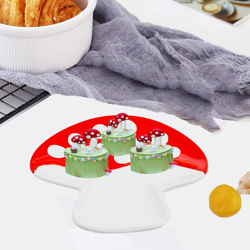 Mushroom Spoon Rest for Stove Top Cute Ceramic Spoon Holder for Kitchen Counter Utensil Rest Mushroom Kitchen Decor (Red)...