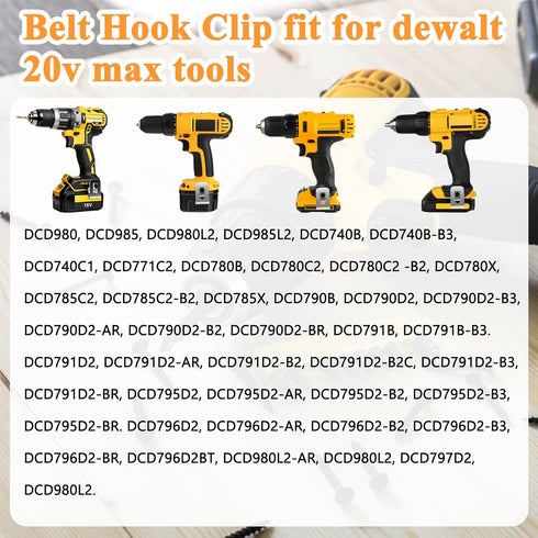 10Pcs Belt Clips For Dewalt, 304 Stainless Steel Hook Clips Drill Clips Tool Kit With Screws Belt Replacement for Dewalt N268241 Fit for 20V Power...