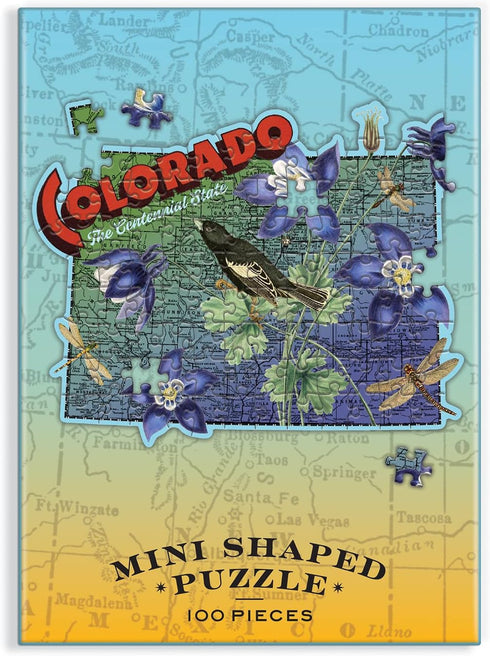 Wendy Gold Colorado Shaped Mini Puzzle, 100 Pieces, 8” x 9.75” – Die-Cut Jigsaw Puzzle Featuring Art by Bestselling Artist Wendy Gold – Makes a Gr...