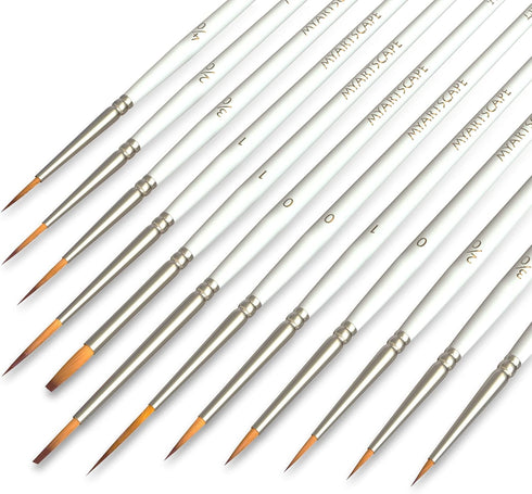 MyArtscape Artist Supplies Miniature Paint Brushes, Set of 12 for Detail & Fine Point Painting - use with Acrylic, Watercolor, Oil, Gouache - for ...