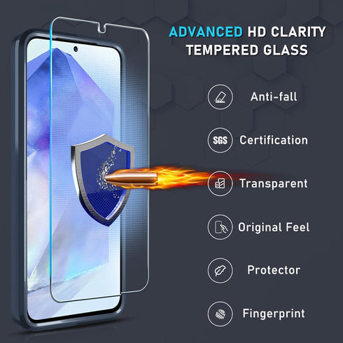 Janmitta for Samsung Galaxy A35 5G Case with Tempered Glass Screen Protector,Heavy Duty Shockproof Full Body Protective Cover Built in Rotatable M...