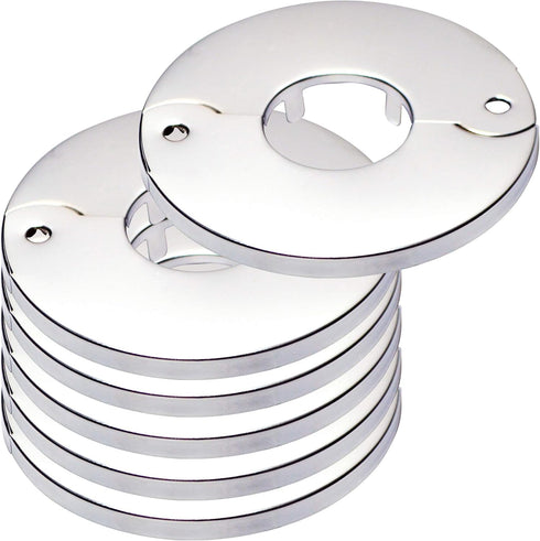Floor and Ceiling Plate Split Flange, Fits 1 Inch IPS Galvanized Pipe or 1-1/4 Inch Copper Pipe, Chrome Finish (Pack of 6)...